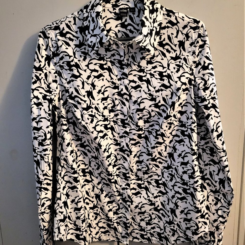 ICone Black/White Patterned Collared Blouse - SP